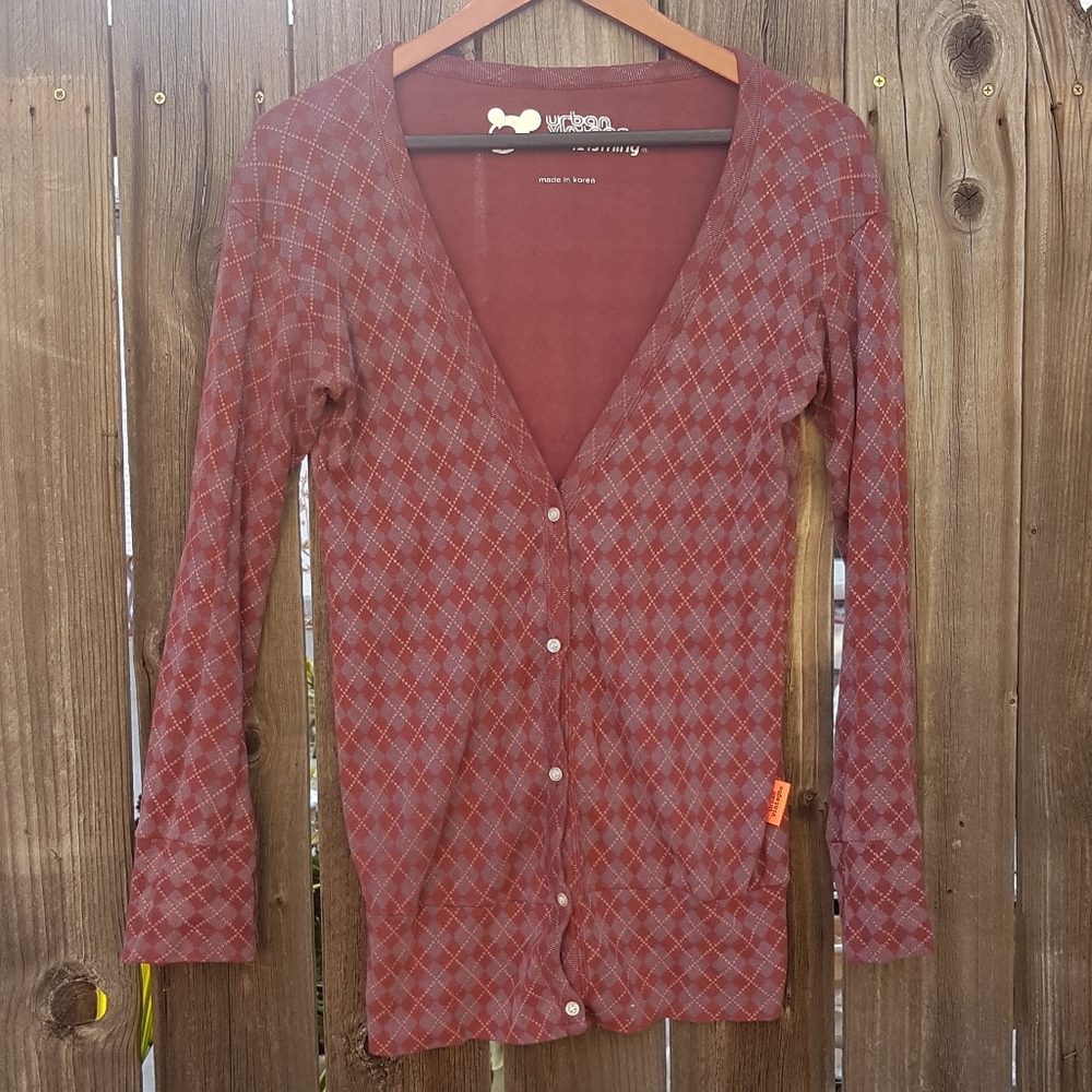 Urban Vintage Plaid Button Cardigan